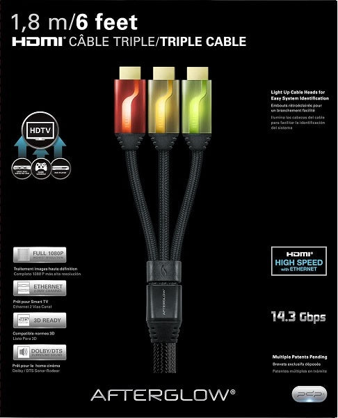 AFTERGLOW TRIPLE CABLE HDMI 6' (ROJO/DORADO/VERDE) + HDMI AFTERGLOW TRIPLE CABLE HDMI 6' (ROJO/DORADO/VERDE) + HDMI